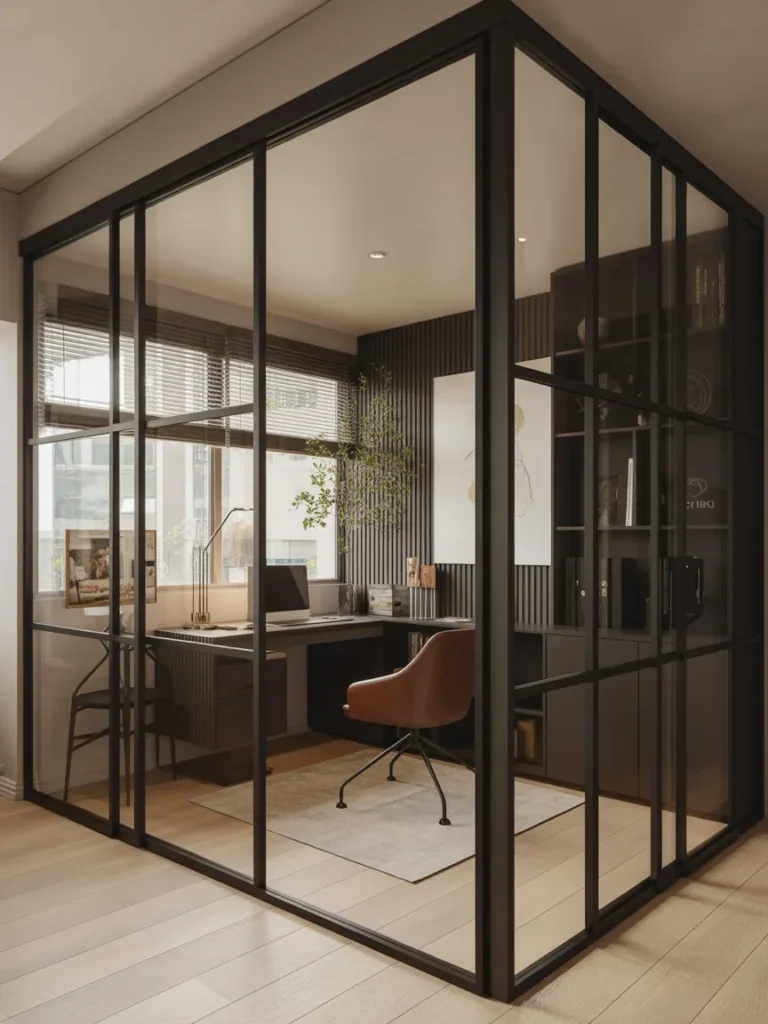 Glass Partition Home Office for Open Spaces