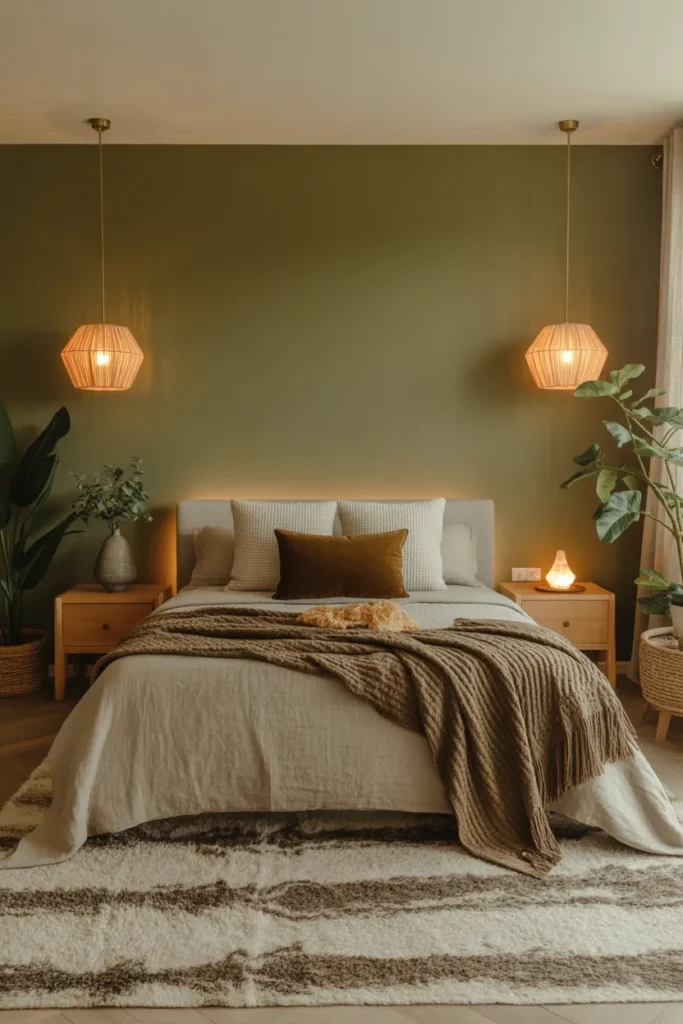  Olive Green Bedroom with Cozy Layered Textures