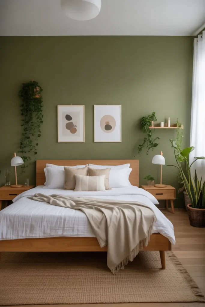  Olive Green Bedroom with Scandinavian Simplicity