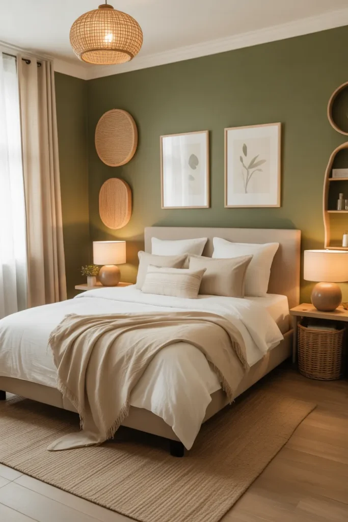 Olive Green and Cream Bedroom Palette