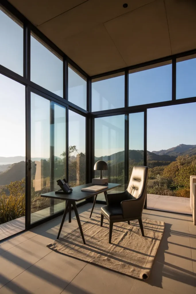 Home Office With Floor-to-Ceiling Windows