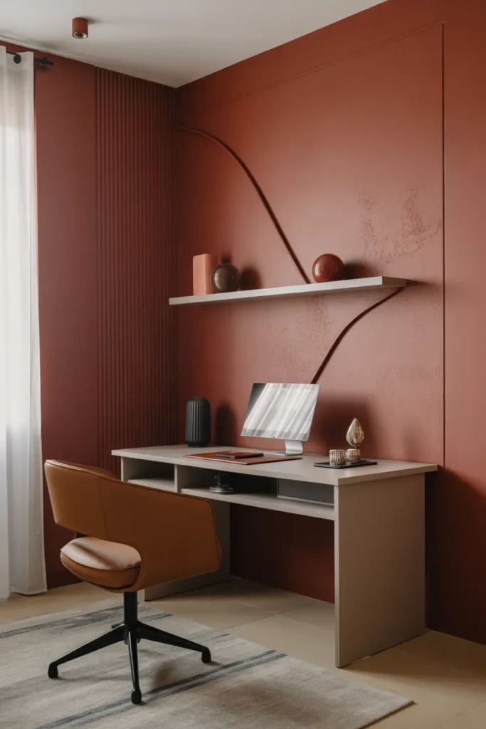 Home Office with Bold Accent Wall Design