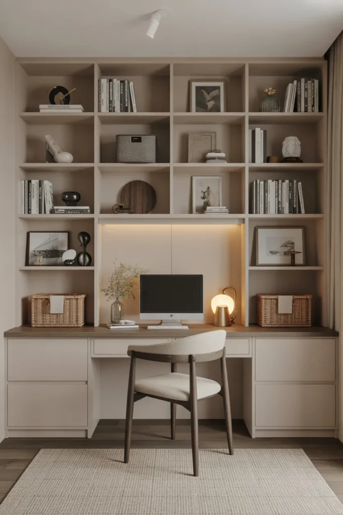 Home Office with Built-In Shelving Solutions