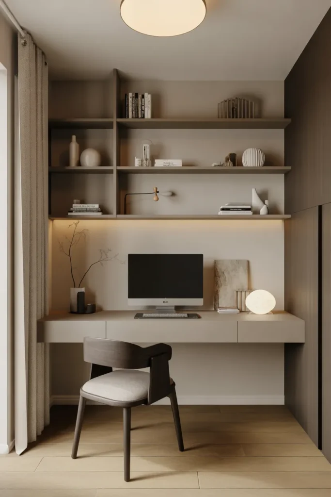Home Office with Floating Desk Design
