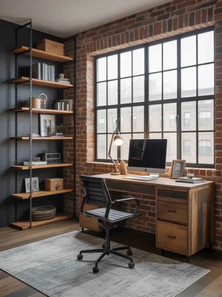 Industrial Loft Home Office Design