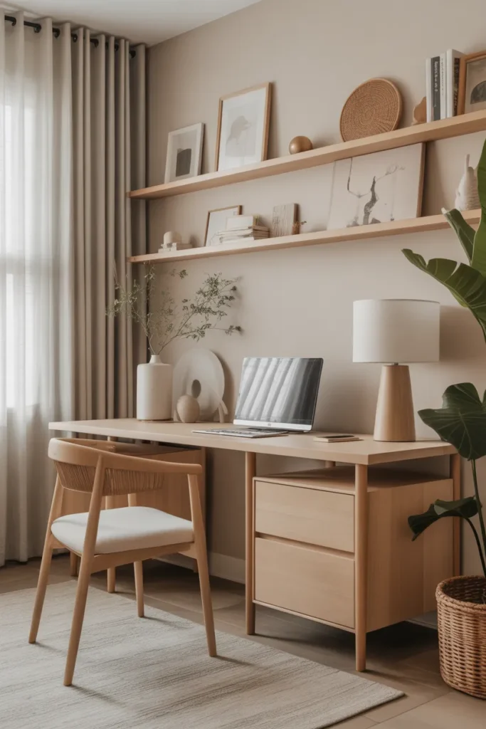 Japandi Home Office with Calm Minimalism