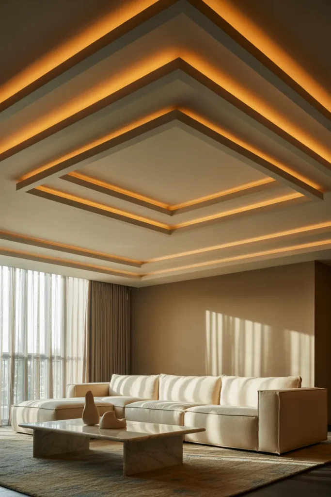 Layered False Ceiling with Hidden Lighting