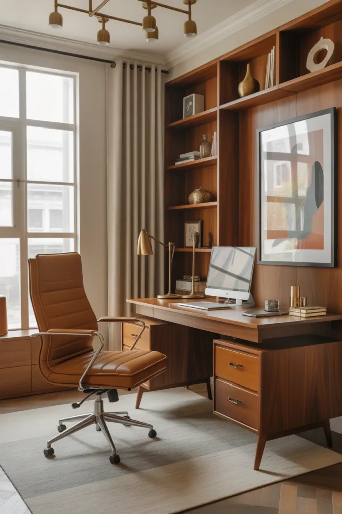  Leather Office Chair with Retro Sophistication