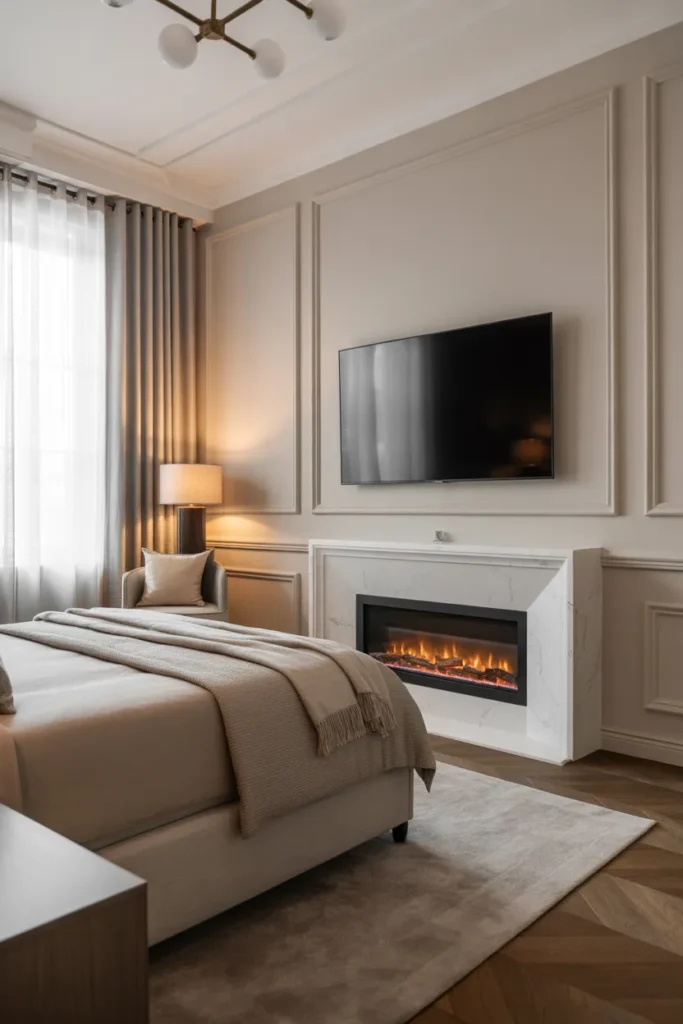 Luxury Bedroom with a Cozy Fireplace