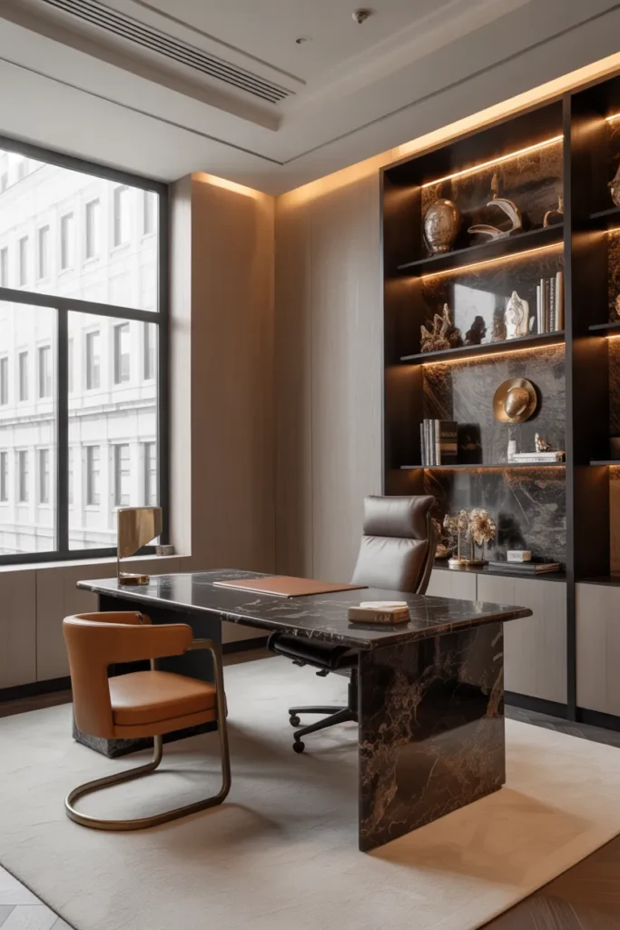 Luxury Office With Marble Accents