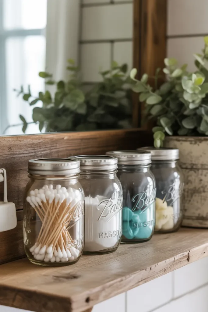 Mason Jar Bathroom Storage