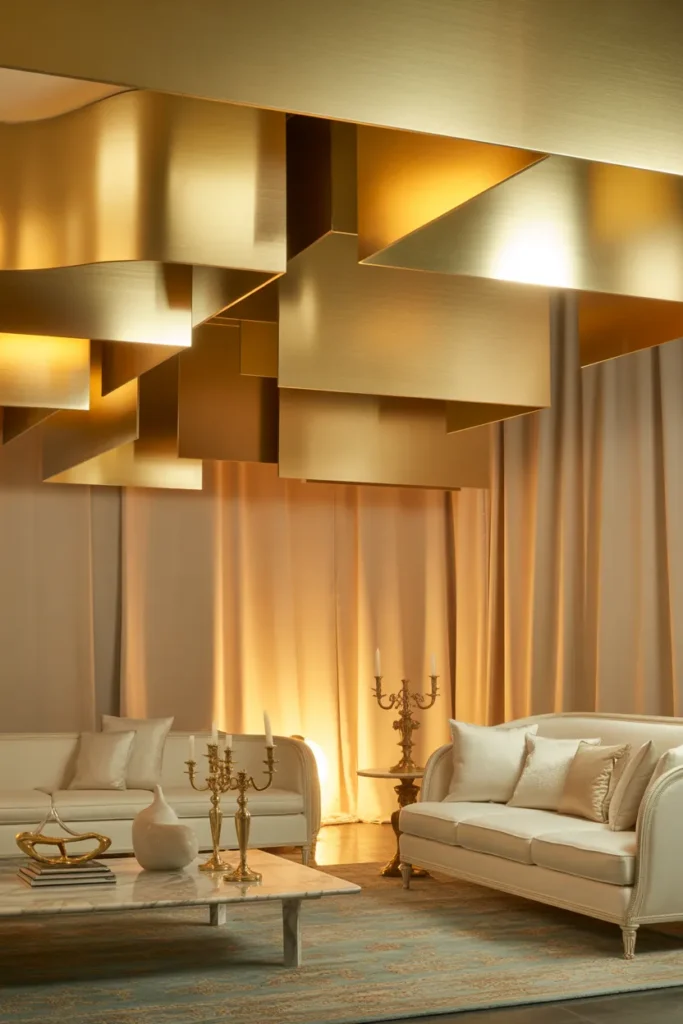 Metallic Ceiling Accents for Luxurious Shine