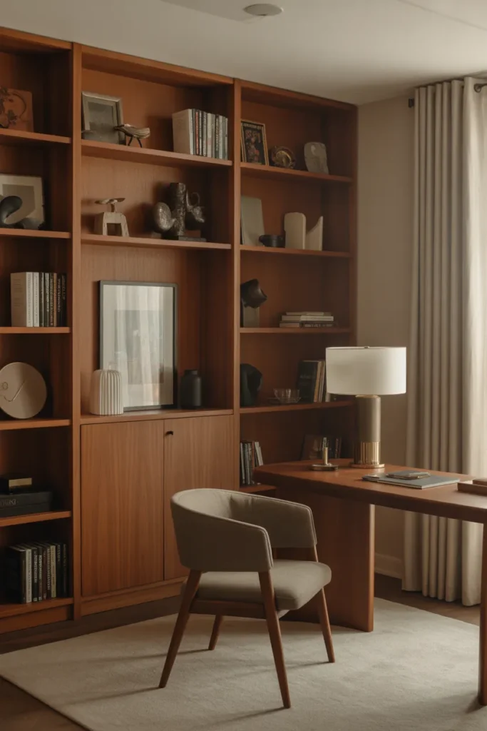  Mid Century Modern Office with Statement Bookcase