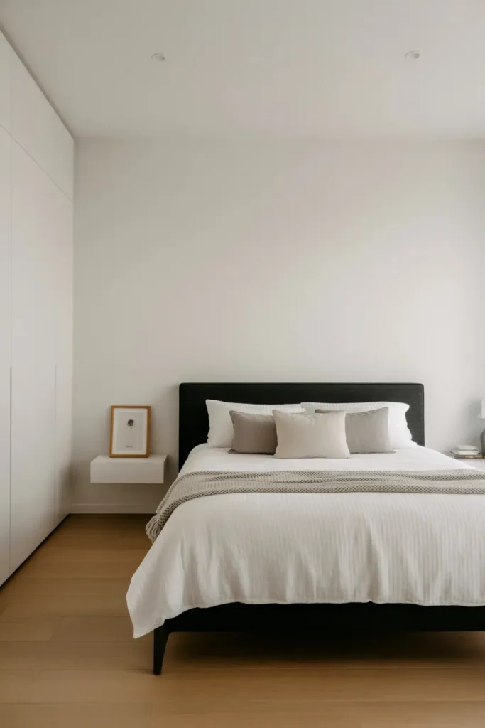   Minimalist Black Bed Frame with White Walls