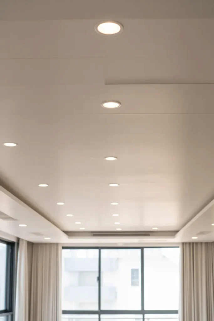 Minimalist White Ceiling with Recessed Lighting