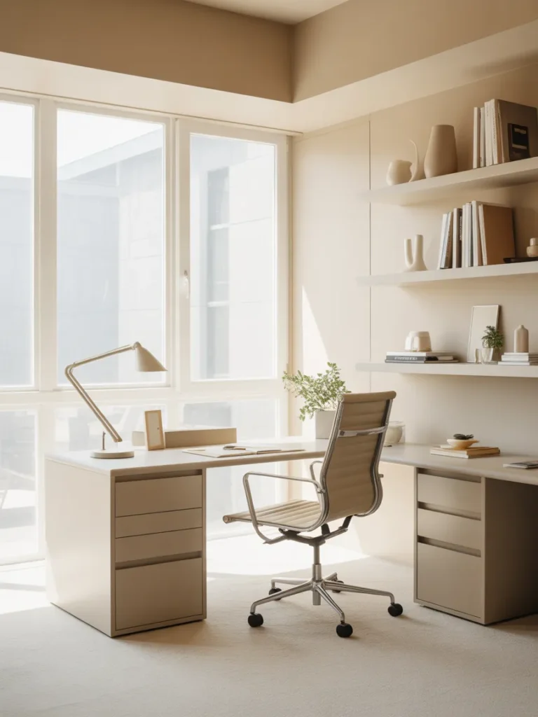 Minimalist White Workspace with Natural Light