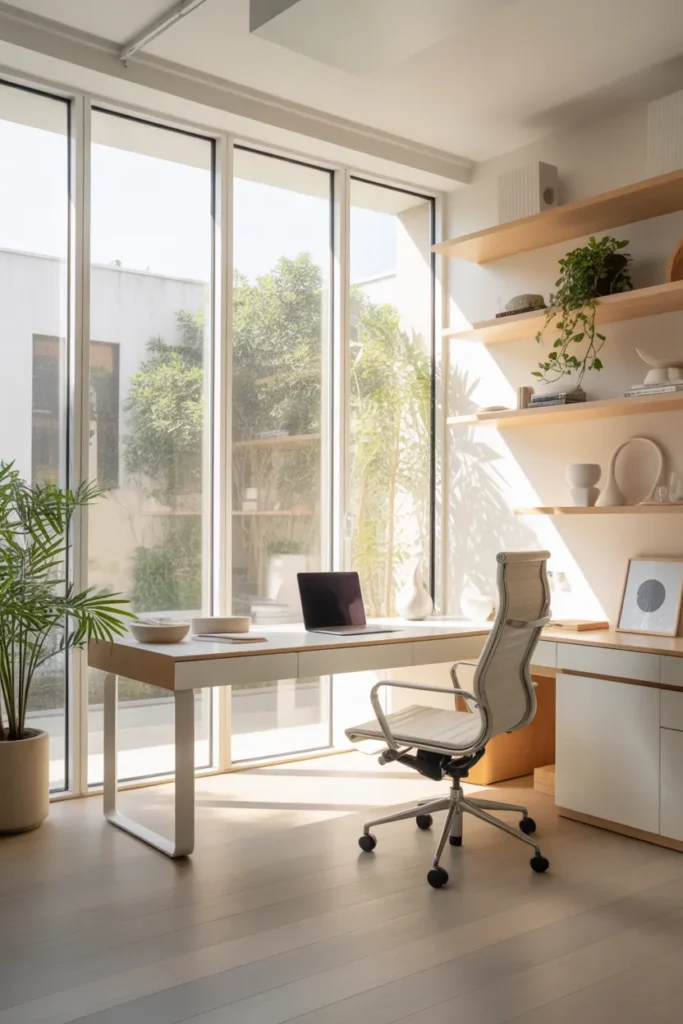 Minimalist White Workspace with Natural Light