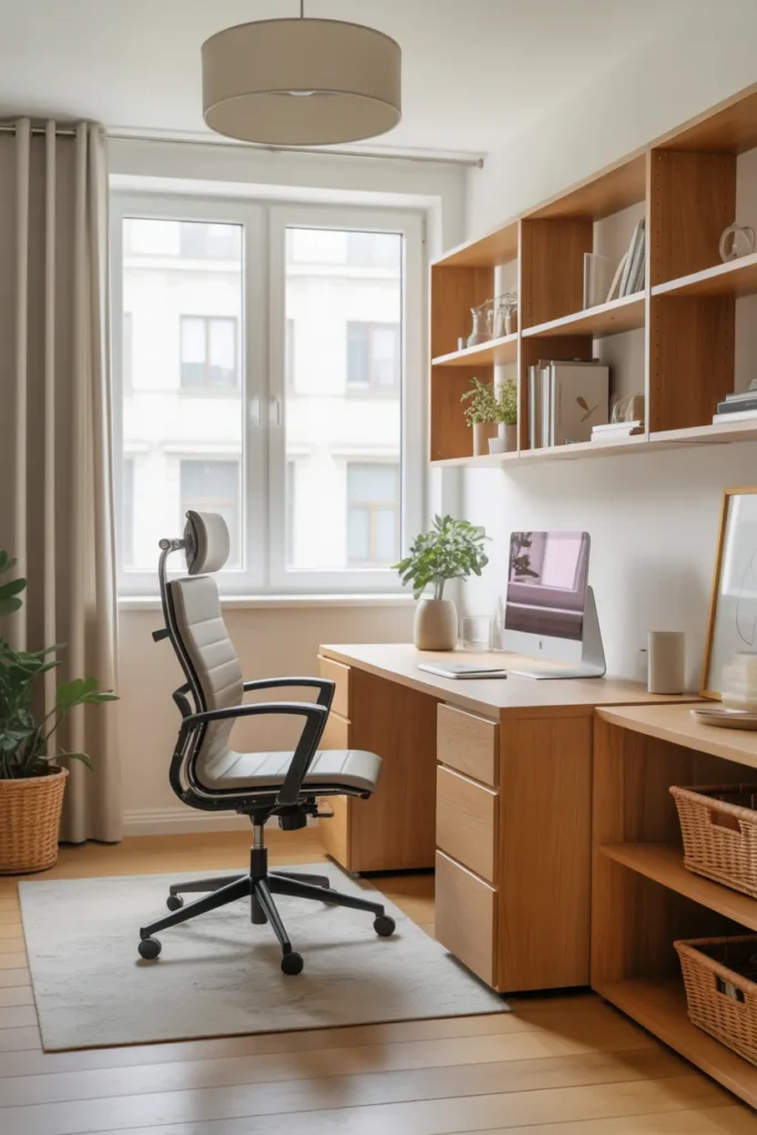Minimalist White and Wood Home Office