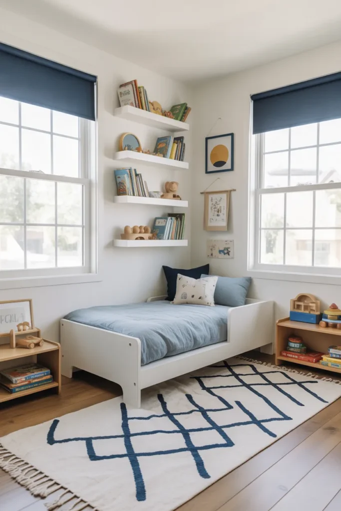  Modern Blue and White Toddler Bedroom