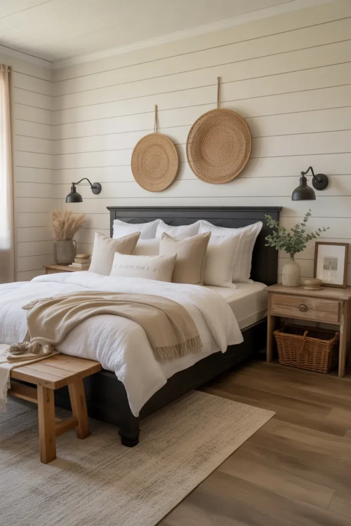  Modern Farmhouse Bedroom with Black Accents