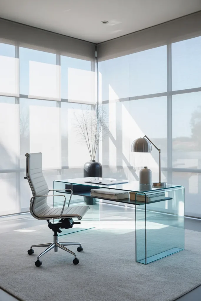 Modern Glass Desk Workspace