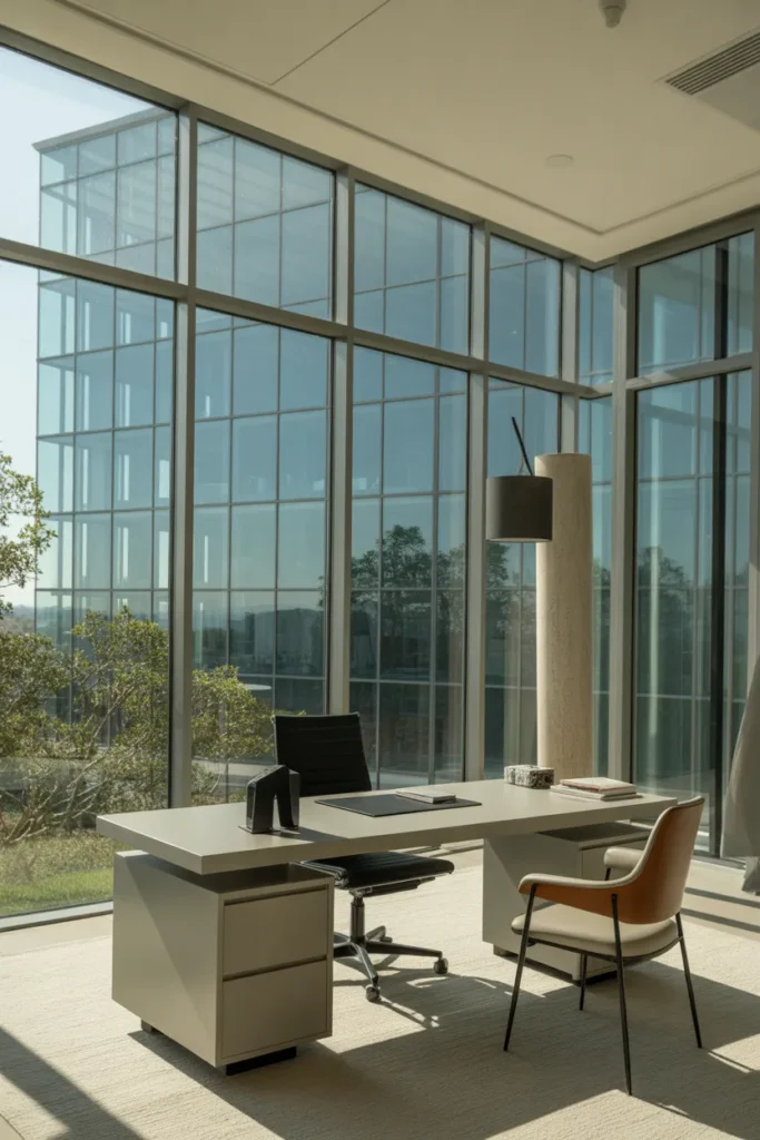 Modern Office With Floor-to-Ceiling Windows