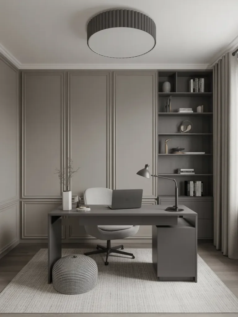 Monochromatic Gray Home Office