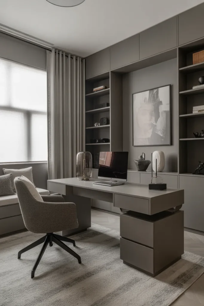 Monochromatic Gray Home Office