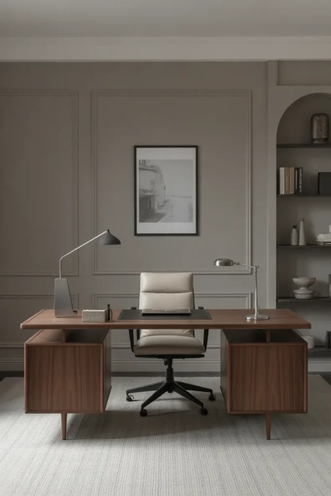  Monochromatic Mid Century Office Design