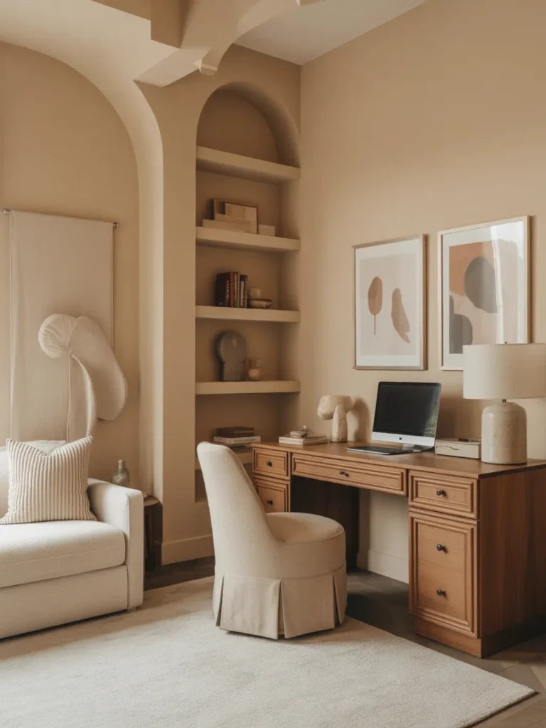 Neutral Beige Home Office Retreat