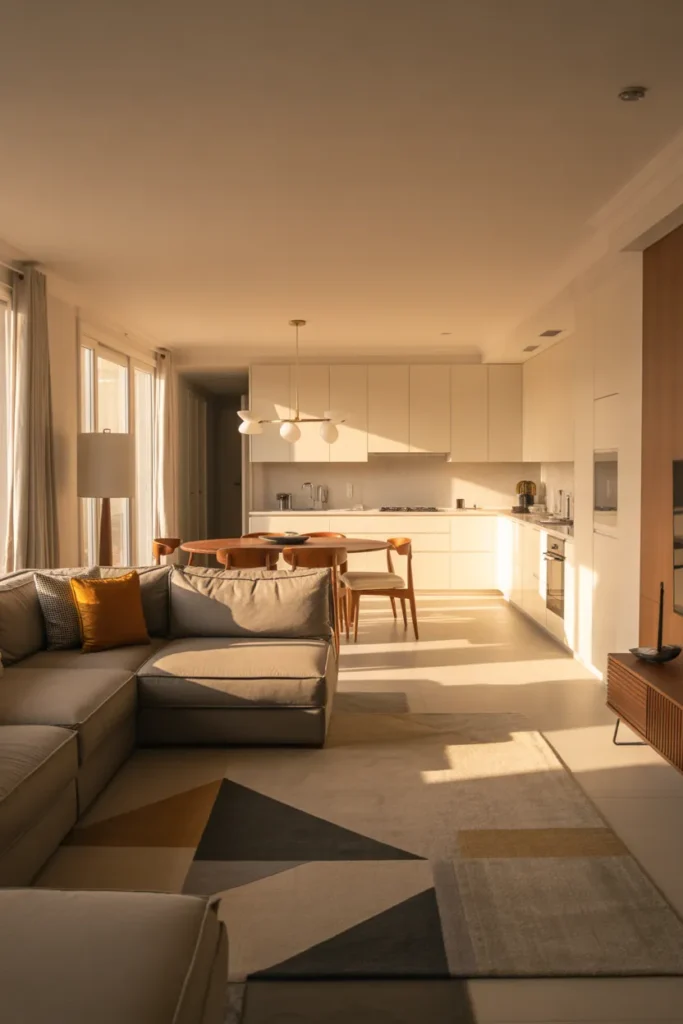 Open-Concept Apartment Living Room with Defined Zones