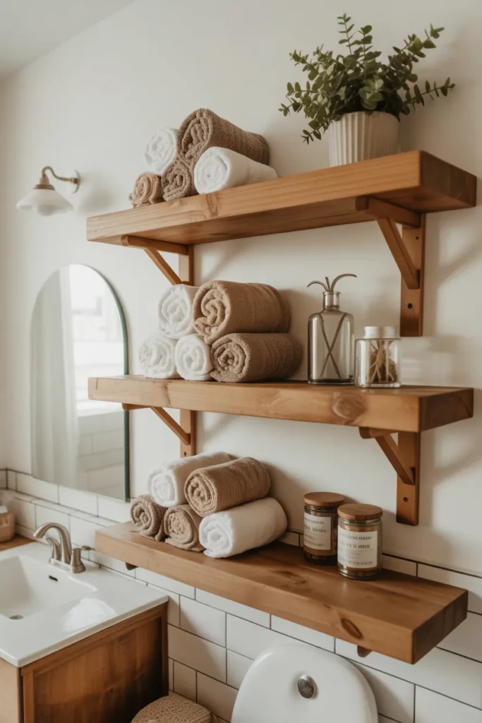 Open Wooden Shelving for Rustic Storage