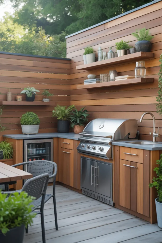 Outdoor Kitchen with Mini Fridge