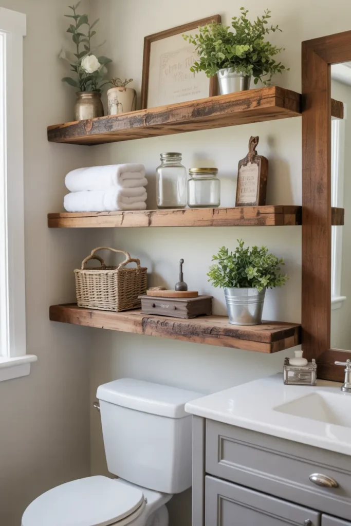 Reclaimed Wood Floating Shelves