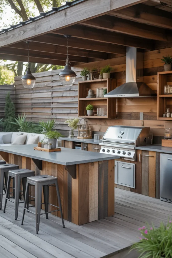 Reclaimed Wood Outdoor Bar Kitchen
