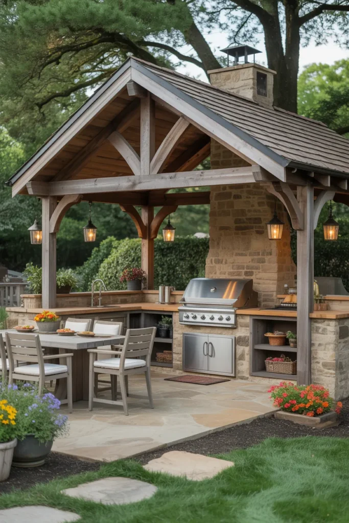 Rustic Stone Grill Station