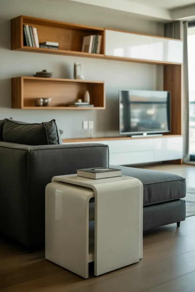Smart Apartment Living Room with Space-Saving Design