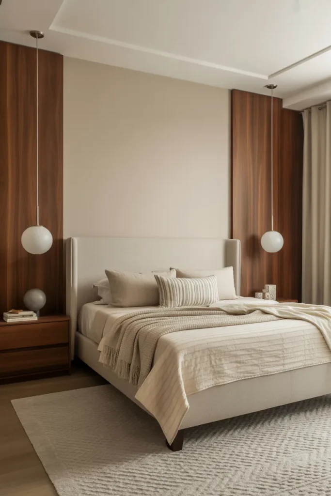 Soft Beige and Walnut Wood Combination