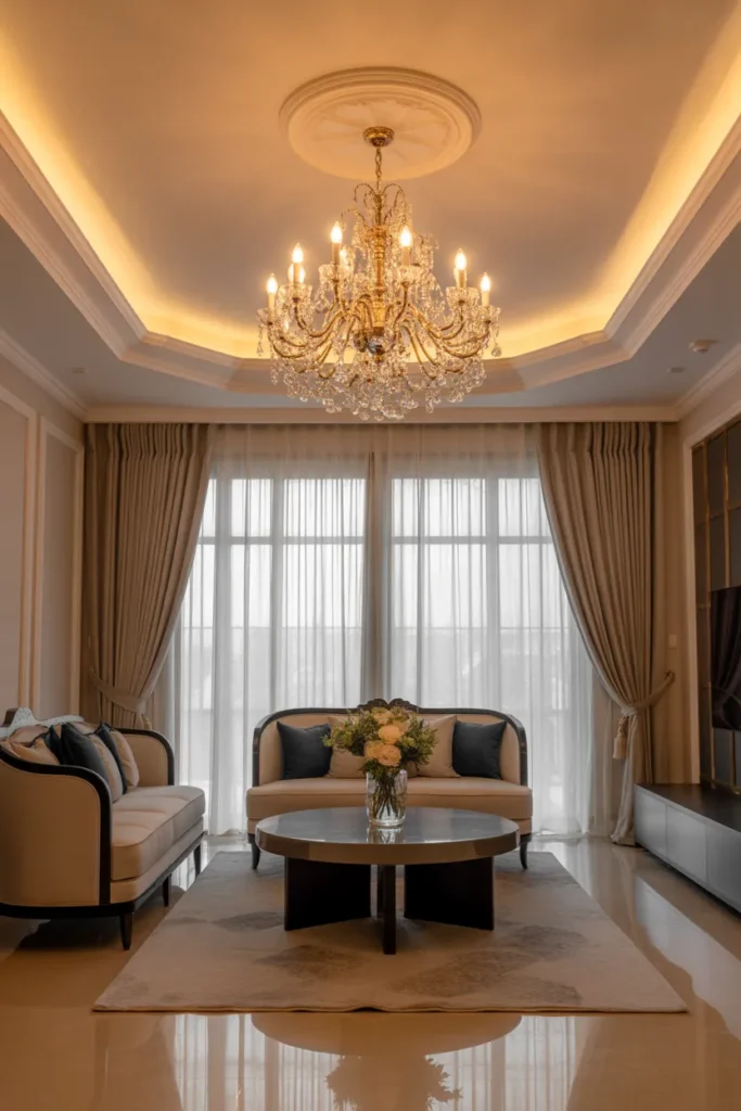 Statement Chandelier Ceiling Design