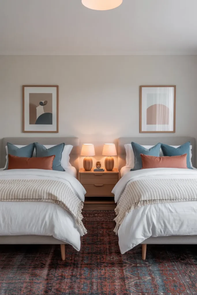  Twin Beds with Matching Bedding