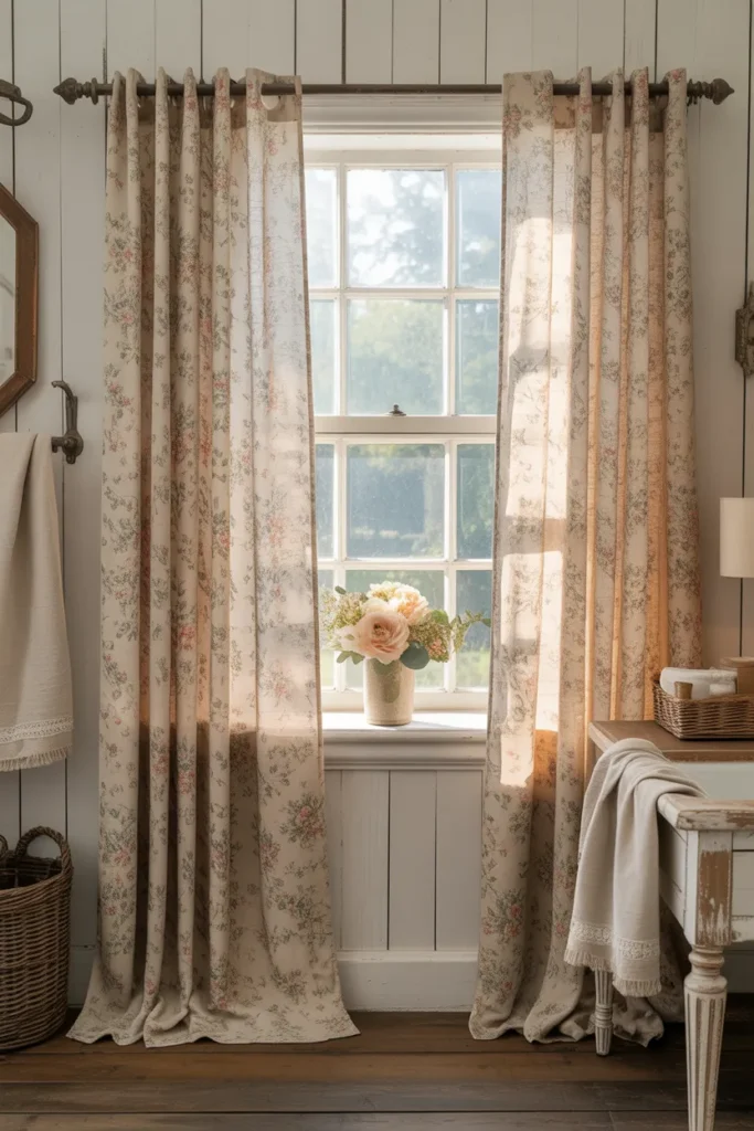 Vintage Floral Curtains and Soft Linens