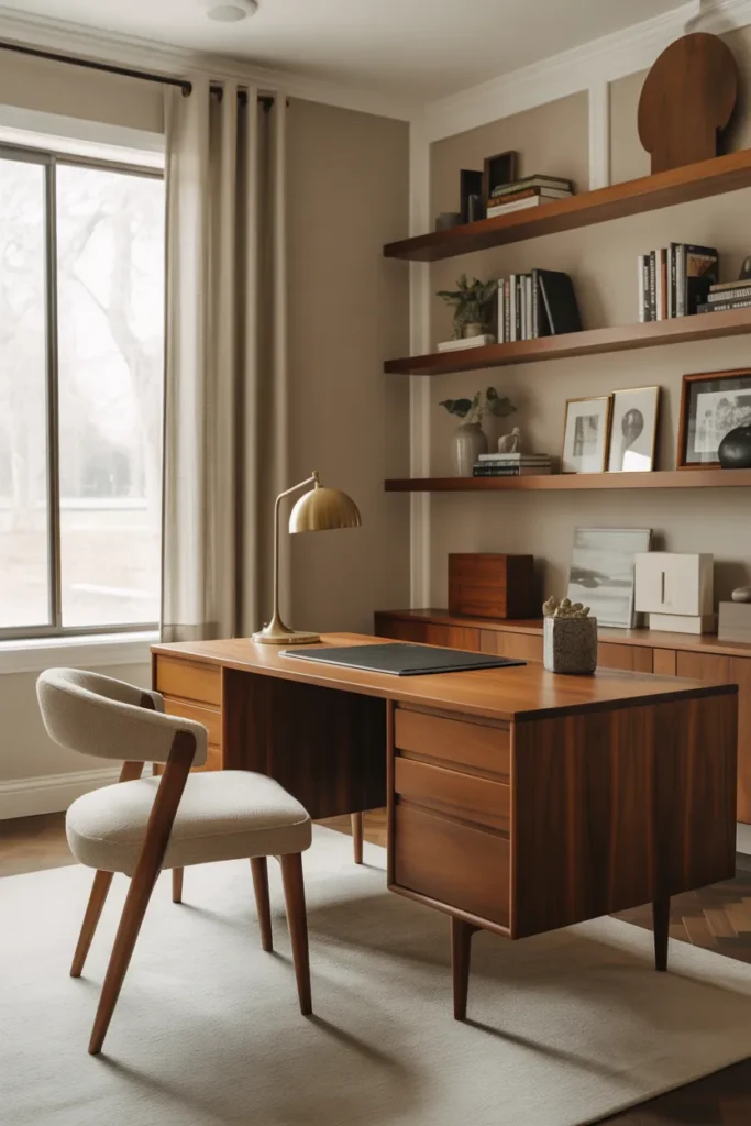   Walnut Desk with Tapered Legs and Minimal Styling