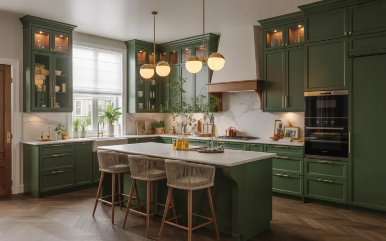 dark green kitchen cabinet