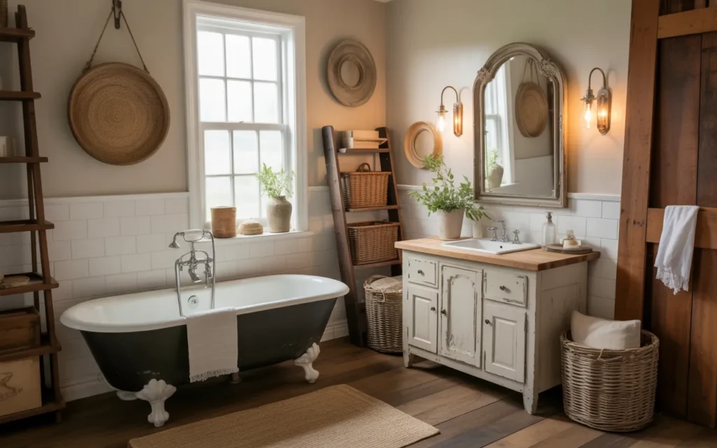 vintage farmhouse bathroom