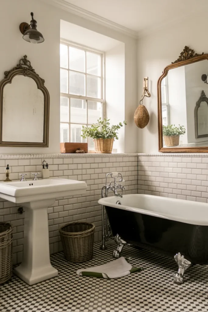  Classic Black and White Checkerboard Floor Tiles