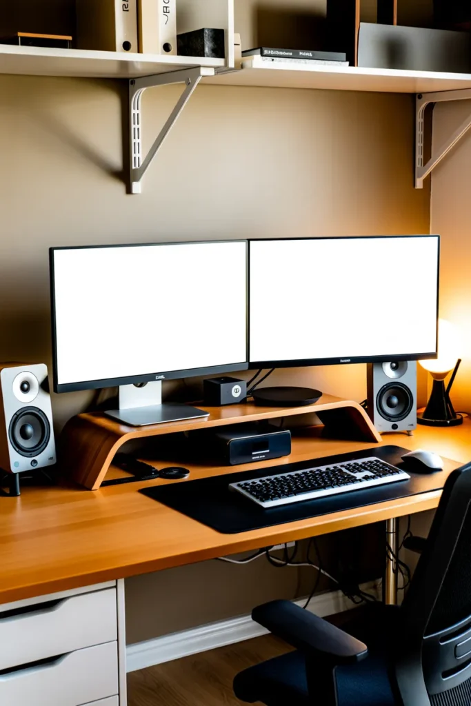  Dual Monitor Office Desk Setup