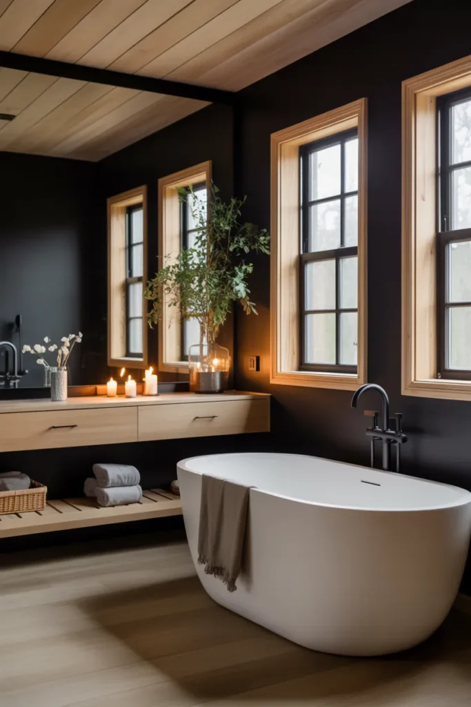  Black Spa Bathroom with Freestanding Tub