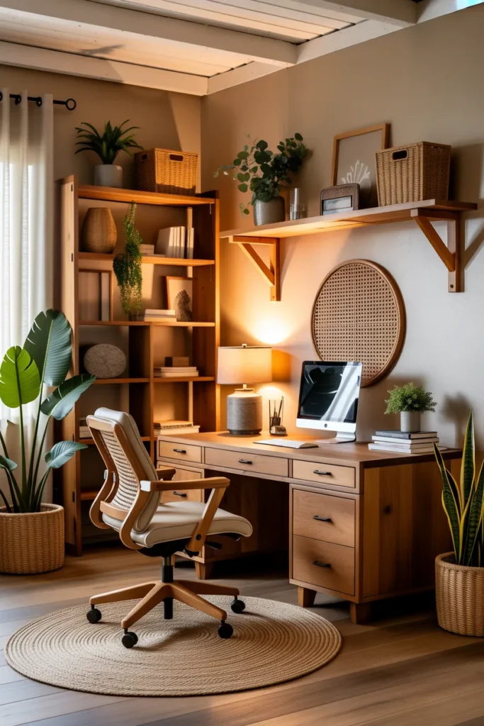  Rustic Office with Earth-Tone Color Palette