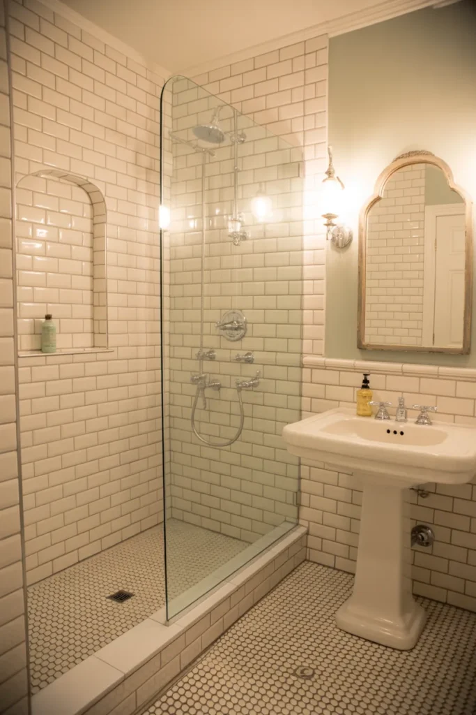  Traditional Penny Tile Shower Floor