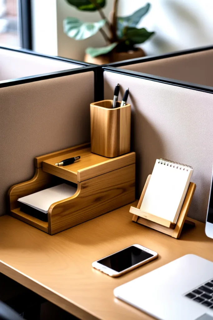Bring Warmth to Your Cubicle with Wooden Desk Accessories